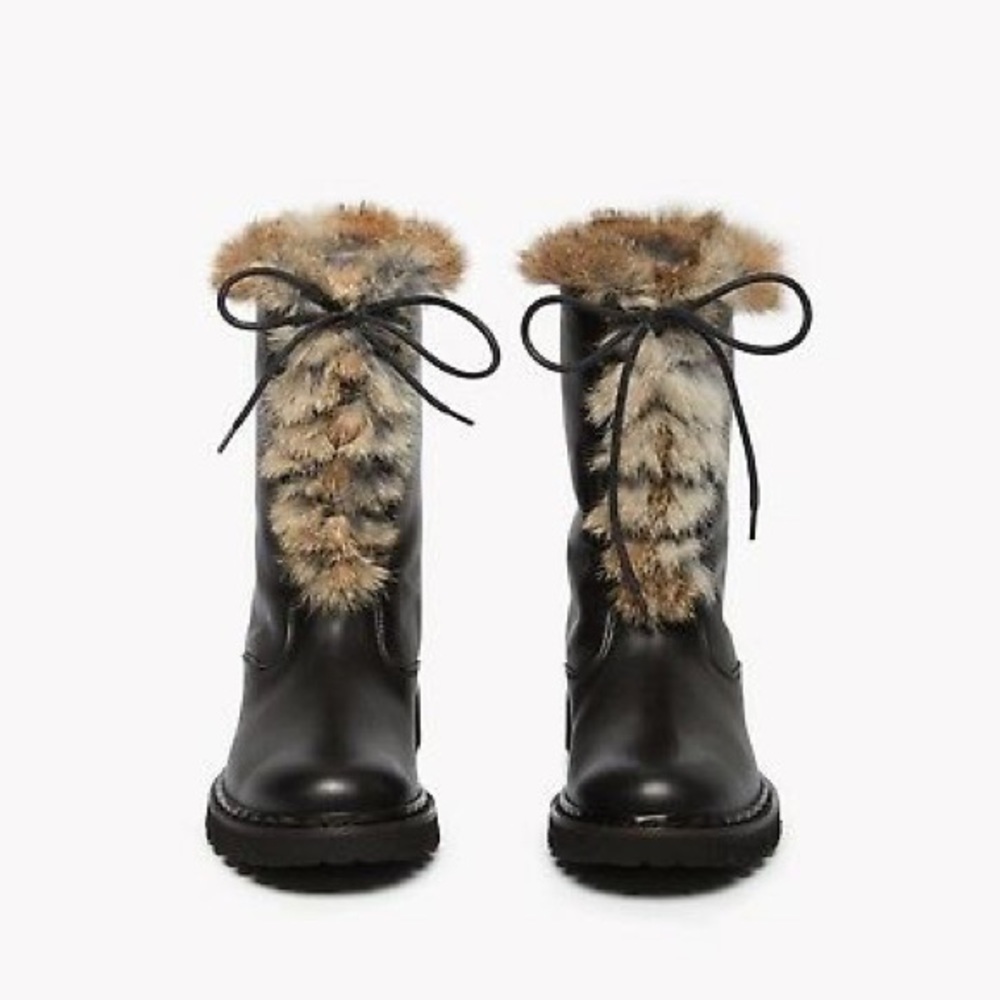 LAST CHANCE⚡️ Theory Leather Combat Boots w Fur